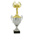 Cup Trophy, Silver with Figure & Marble Base - 14 3/4" Tall